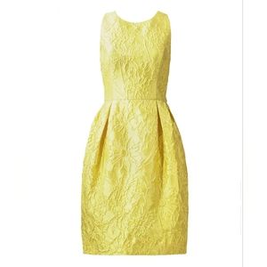 🩹 Carmen Marc Valvo Lemon Yellow Floral Jacquard Dress, Sz 12